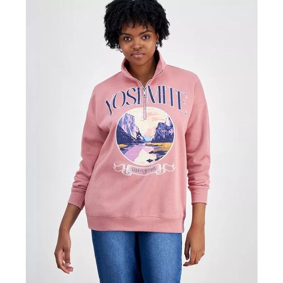 Self Esteem Juniors' Oversized Yosemite 1/4-Zip Sweatshirt - Picture 1 of 3
